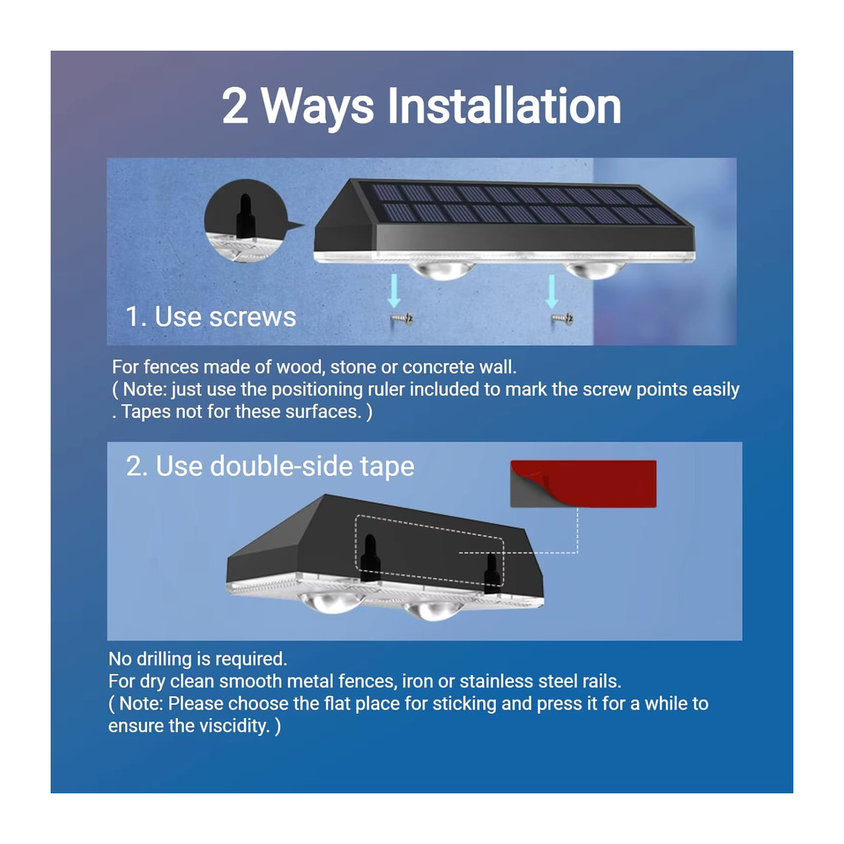 Crepow Solar Zaunleuchten im 4er-Set mit RGB Farbwechsel, IP65 wasserdichte LED Gartenlampen für Garten, Hof und Treppen in Bunt - Bild 4