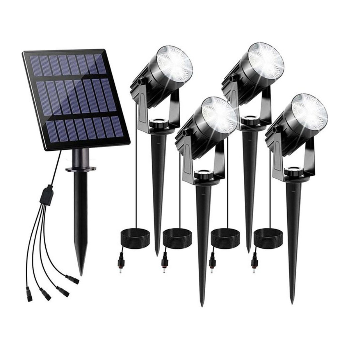 Crepow Solarleuchte LED Outdoor Garten Scheinwerfer Kaltweiß Schwarz IP65 Wasserdicht Minimalistisch - Bild 1