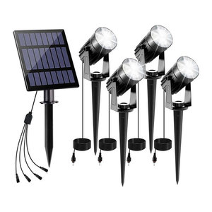 Crepow Solarleuchte LED Outdoor Garten Scheinwerfer Kaltweiß Schwarz IP65 Wasserdicht Minimalistisch