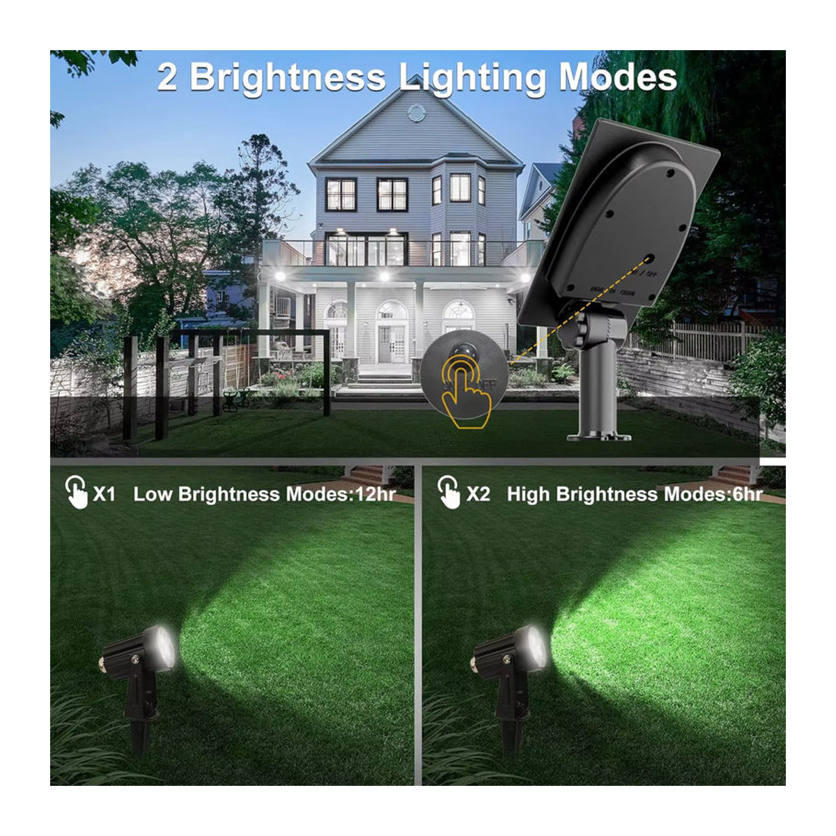 Crepow Solarleuchte LED Outdoor Garten Scheinwerfer Kaltweiß Schwarz IP65 Wasserdicht Minimalistisch - Bild 3