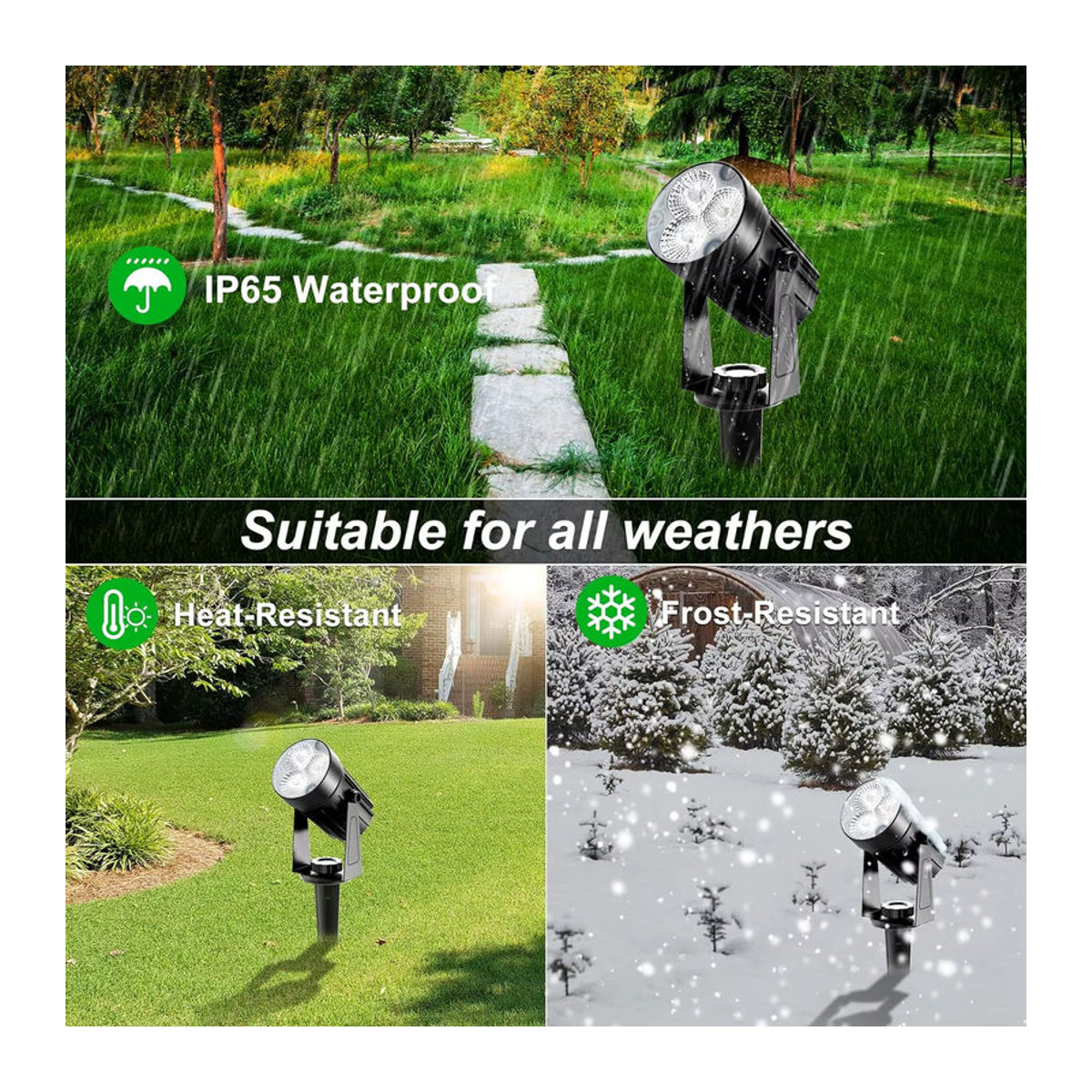 Crepow Solarleuchte LED Outdoor Garten Scheinwerfer Kaltweiß Schwarz IP65 Wasserdicht Minimalistisch - Bild 5