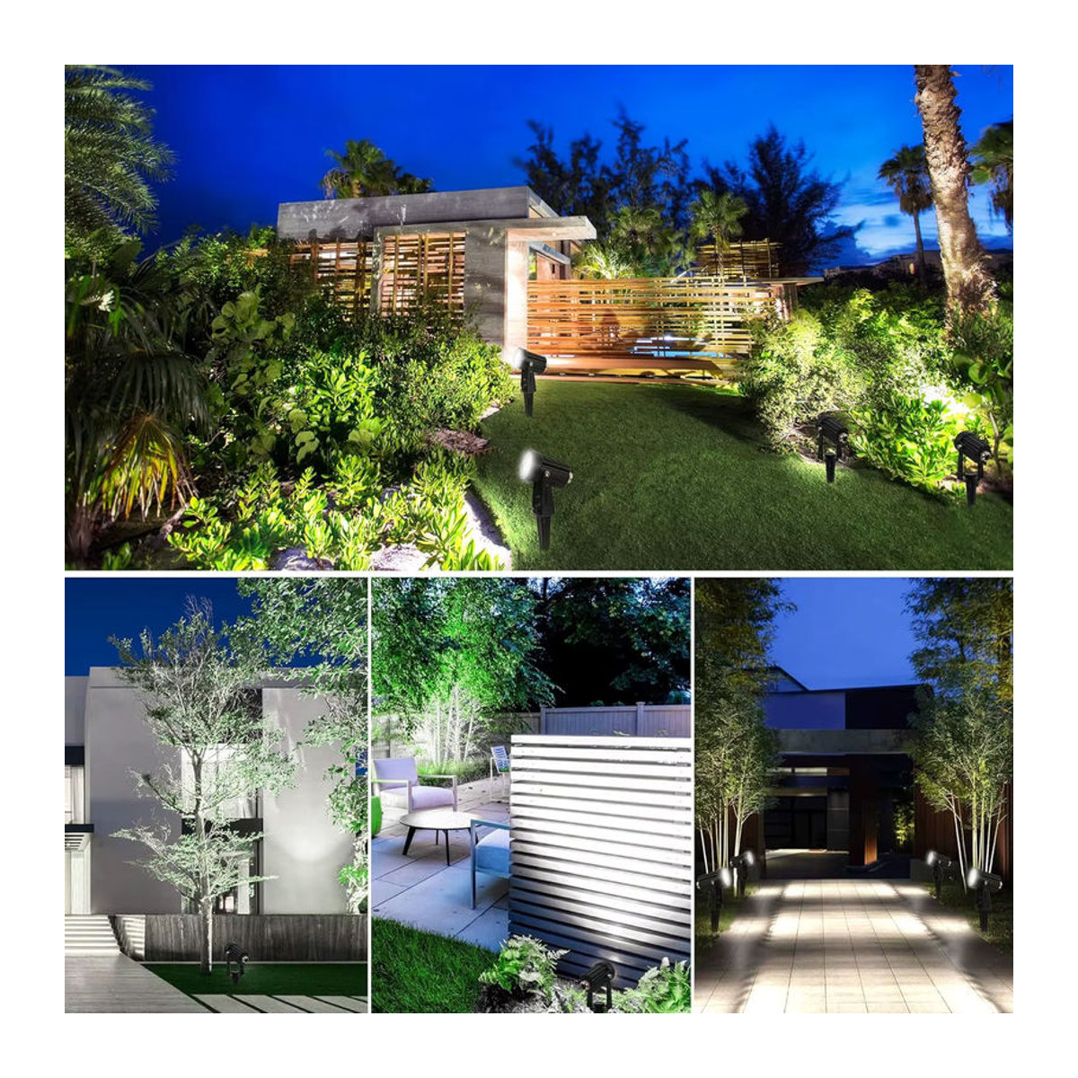 Crepow Solarleuchte LED Outdoor Garten Scheinwerfer Kaltweiß Schwarz IP65 Wasserdicht Minimalistisch - Bild 6
