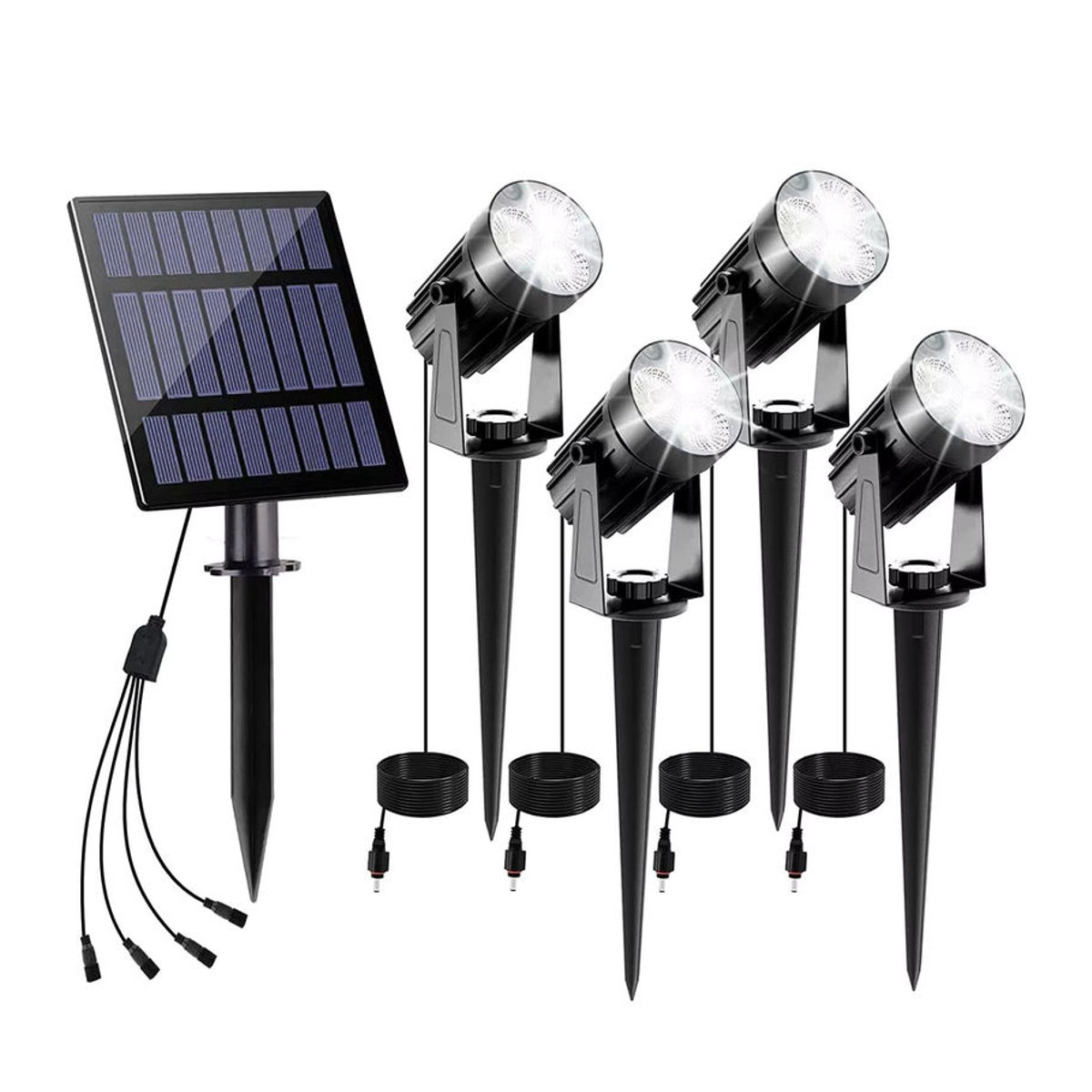 Crepow Solarleuchte LED Outdoor Garten Scheinwerfer Kaltweiß Schwarz IP65 Wasserdicht Minimalistisch - Bild 7