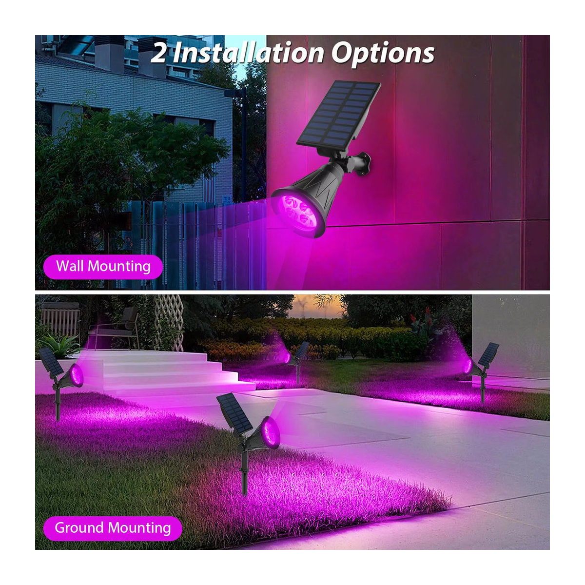 Crepow Solarleuchte mit 4 LED für Garten und Outdoor, Schwarz, IP65 wasserdicht - Bild 3