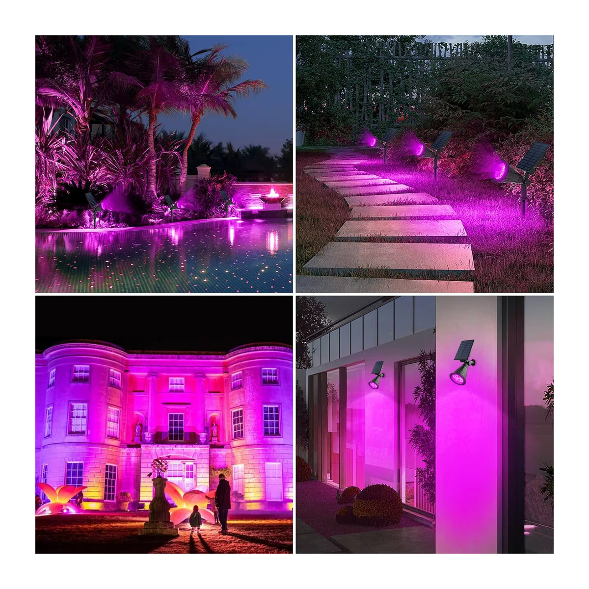 Crepow Solarleuchte mit 4 LED für Garten und Outdoor, Schwarz, IP65 wasserdicht - Bild 6