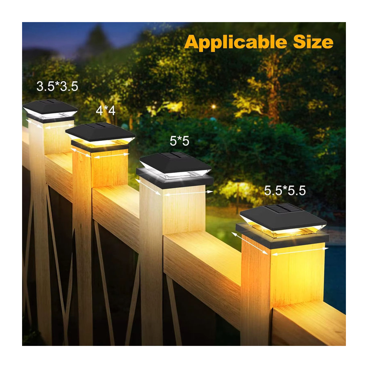 Crepow Solarleuchte Set 2 Stück Modern LED Säulenlicht Schwarz IP65 Wasserdicht für Garten Zaun und Terrasse - Bild 3