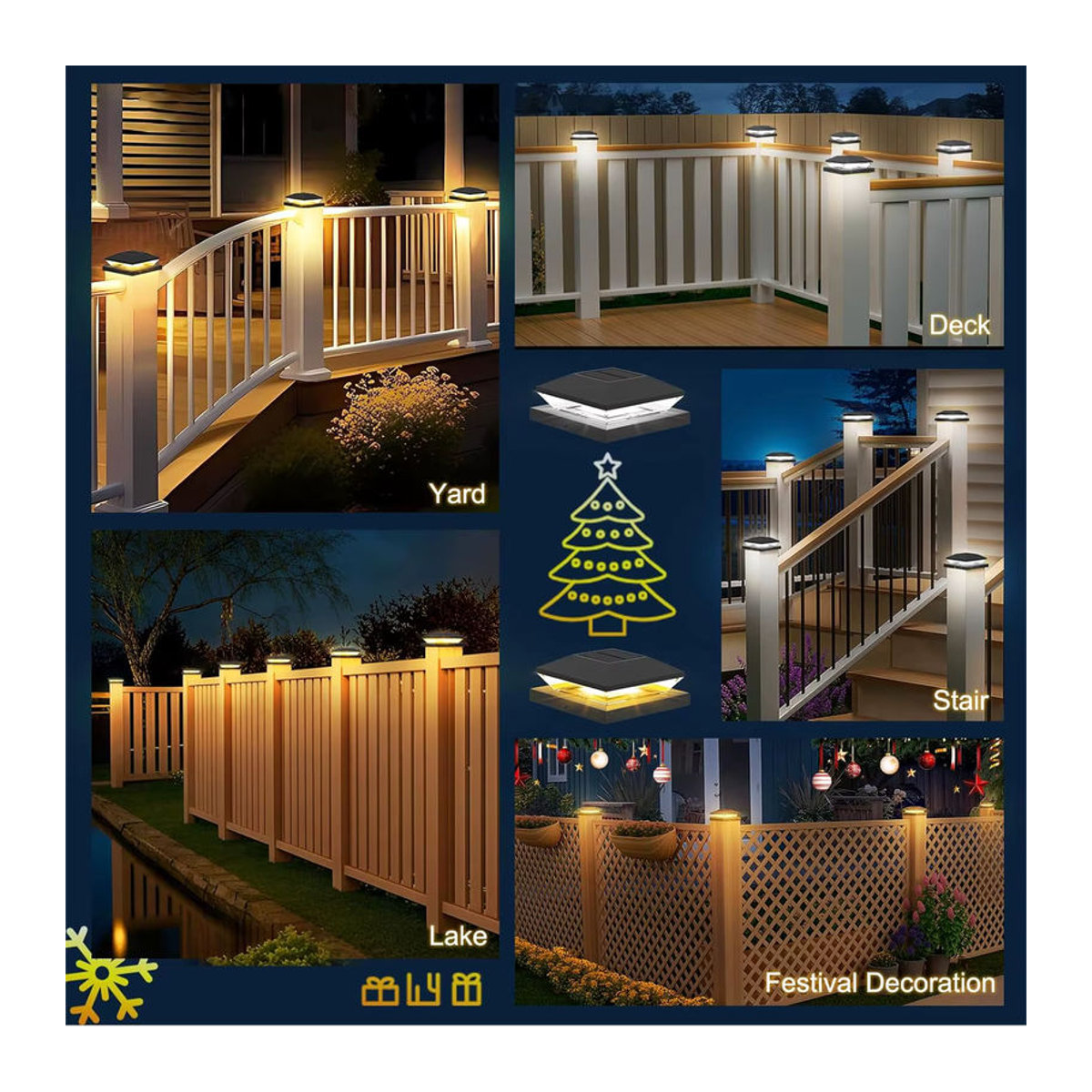 Crepow Solarleuchte Set 2 Stück Modern LED Säulenlicht Schwarz IP65 Wasserdicht für Garten Zaun und Terrasse - Bild 6