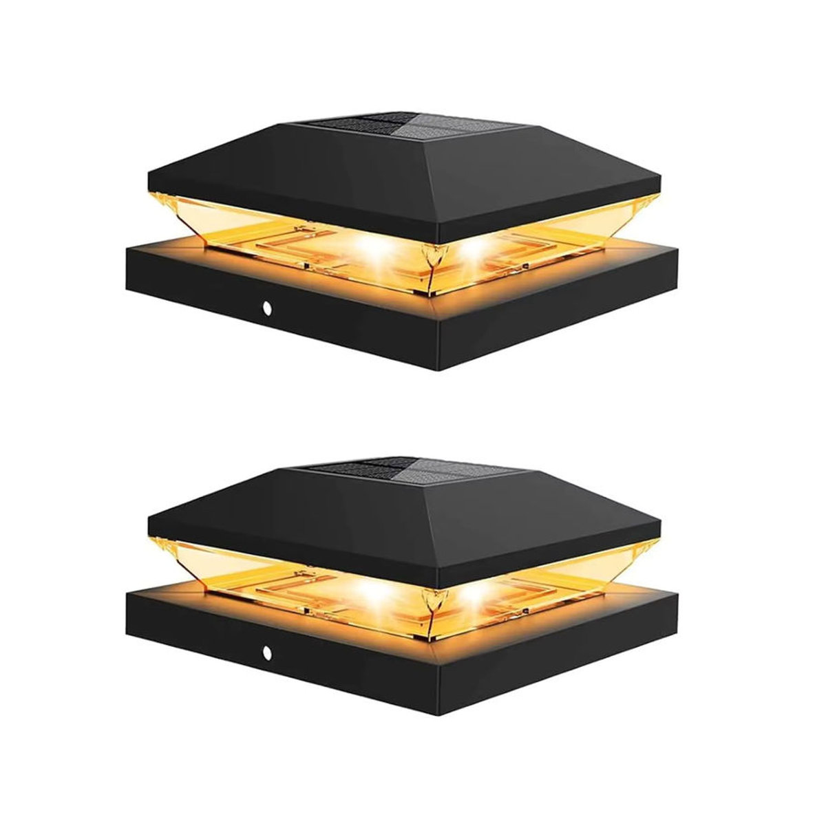 Crepow Solarleuchte Set 2 Stück Modern LED Säulenlicht Schwarz IP65 Wasserdicht für Garten Zaun und Terrasse - Bild 7