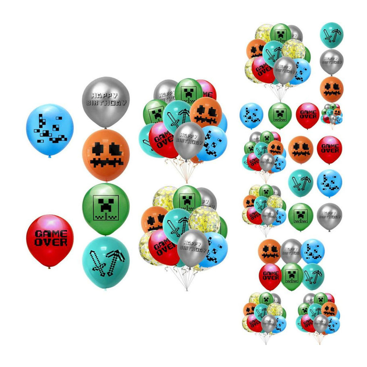 CrimsonCraft Minecraft Pixel Geburtstag Latexballons für Kinder, Grün, 10 Stück, Durchmesser: 30,48 cm - Bild 7