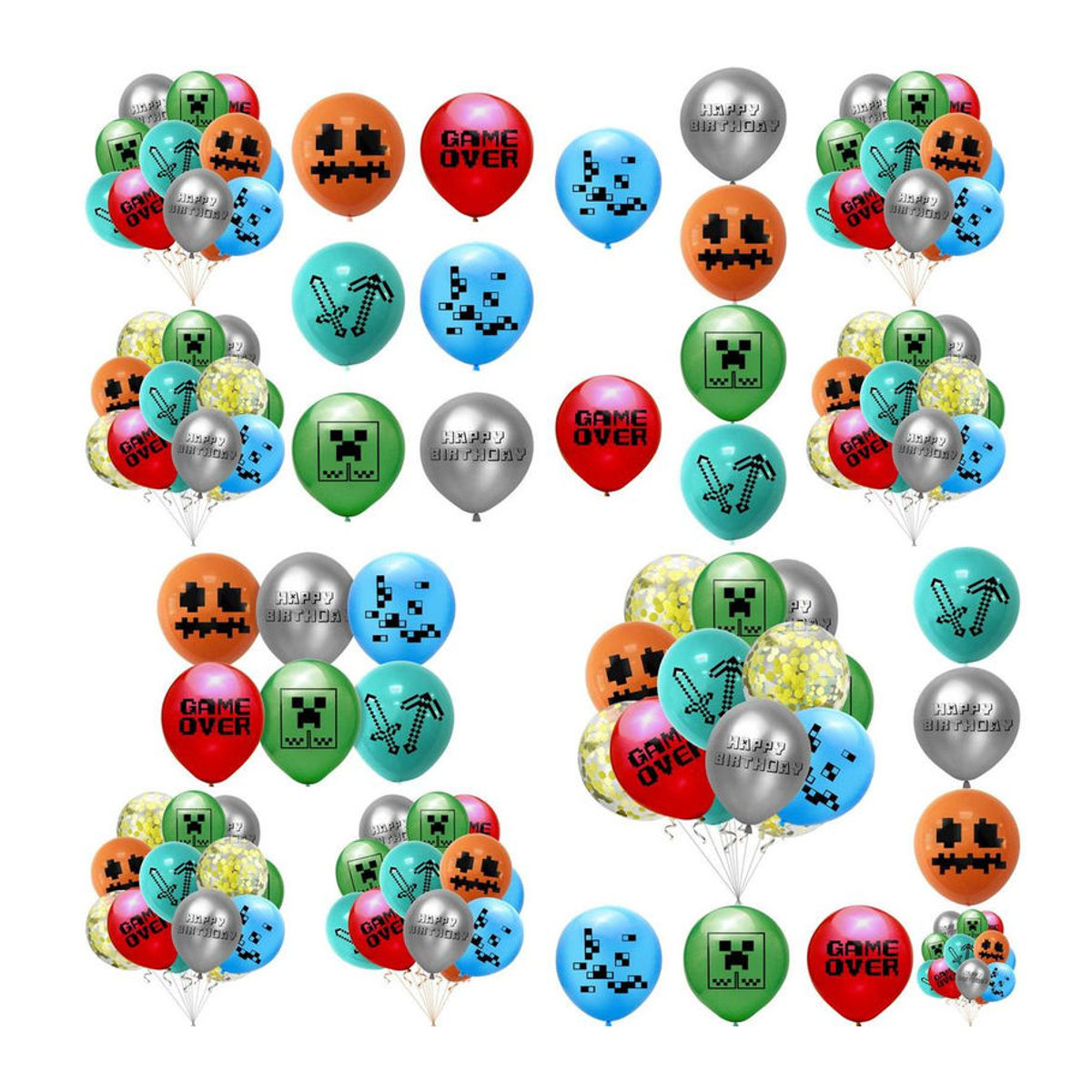 CrimsonCraft Minecraft Pixel Geburtstag Latexballons für Kinder, Grün, 10 Stück, Durchmesser: 30,48 cm - Bild 9