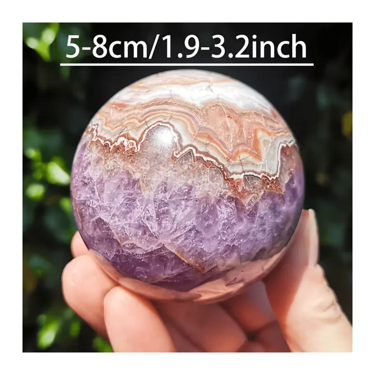 Crystalhola Amethyst-Achat Steinkugel in Lila als dekoratives Kunstobjekt für dein Zuhause - Bild 2
