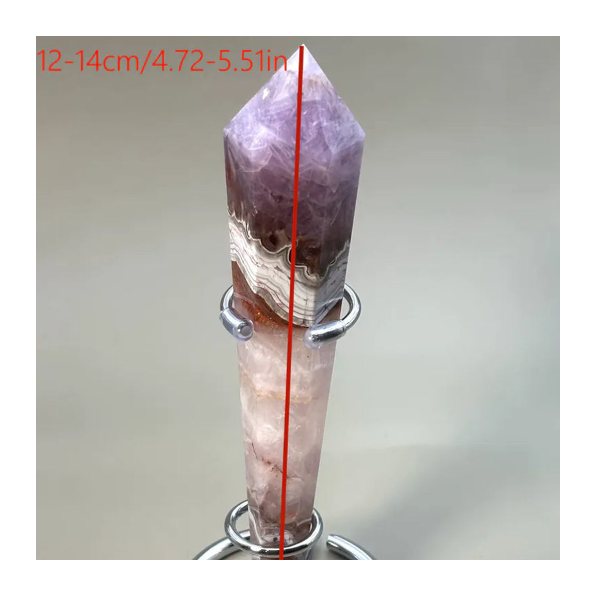CrystalHola Amethyst-Spitzenachat-Stab in Lila mit Crazy Lace als abstrakte Dekoration, B/T/H: 12,5 x 12,5 x 12,5 cm - Bild 5