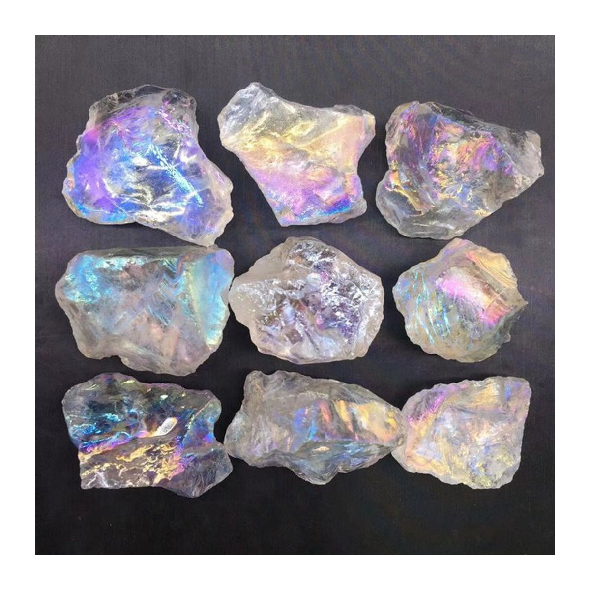 CrystalHola Angel Aura Quarz Stein, roher Regenbogen Quarz in mehrfarbig, unregelmäßige Form zur Dekoration und für dein Handwerk - Bild 1