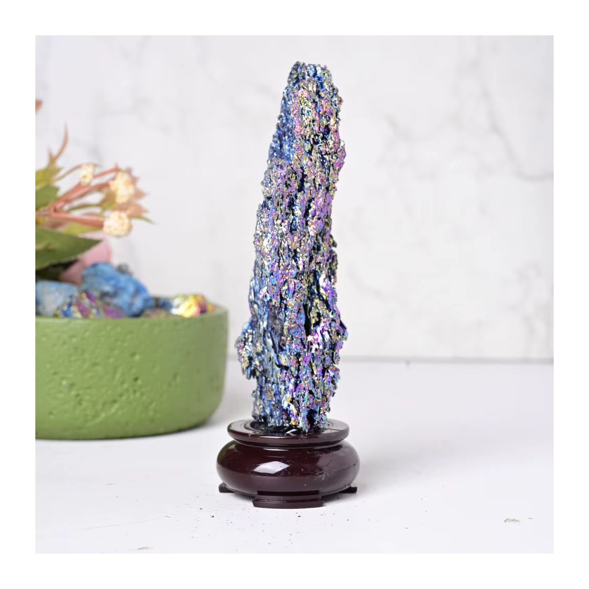 CrystalHola Aura Mineralcluster-Schmuckstein in Mehrfarbig mit Präsentationsständer, Polierter Regenbogen-Kristall mit glänzender Oberfläche - Bild 2