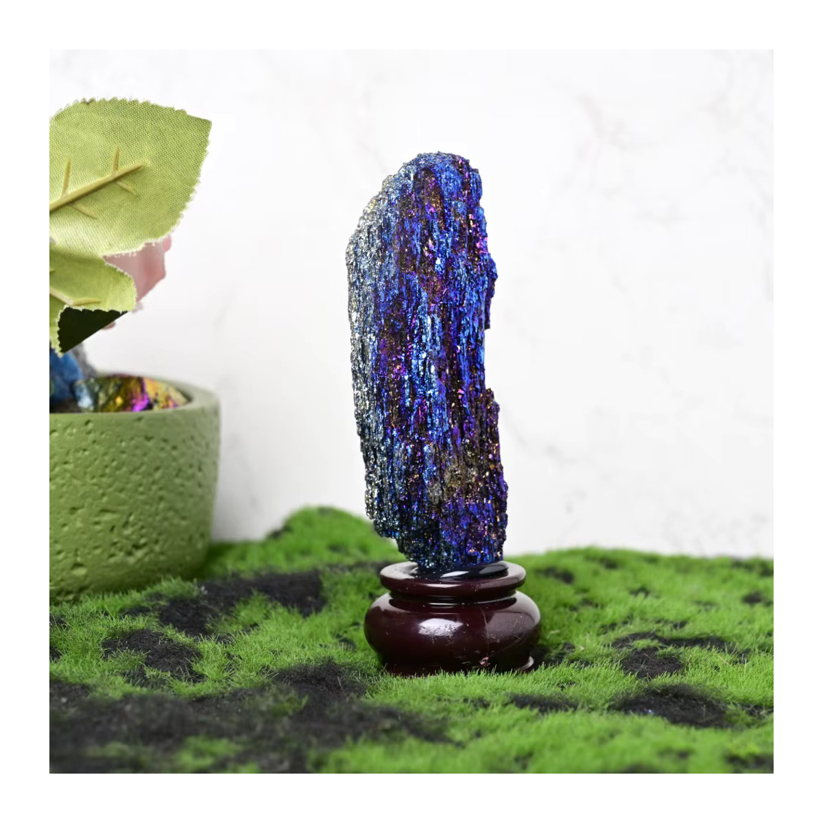 CrystalHola Aura Mineralcluster-Schmuckstein in Mehrfarbig mit Präsentationsständer, Polierter Regenbogen-Kristall mit glänzender Oberfläche - Bild 5