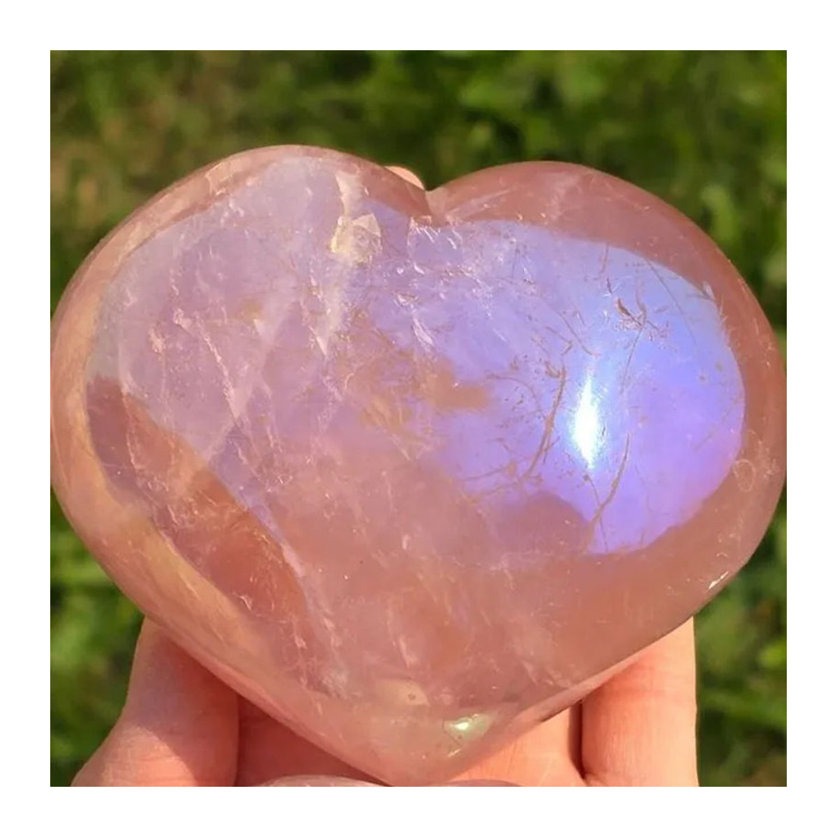 CrystalHola Aura-Rosenquarz-Herz in Rosa als dekorativer Stein für deine Heimdekoration - Bild 1