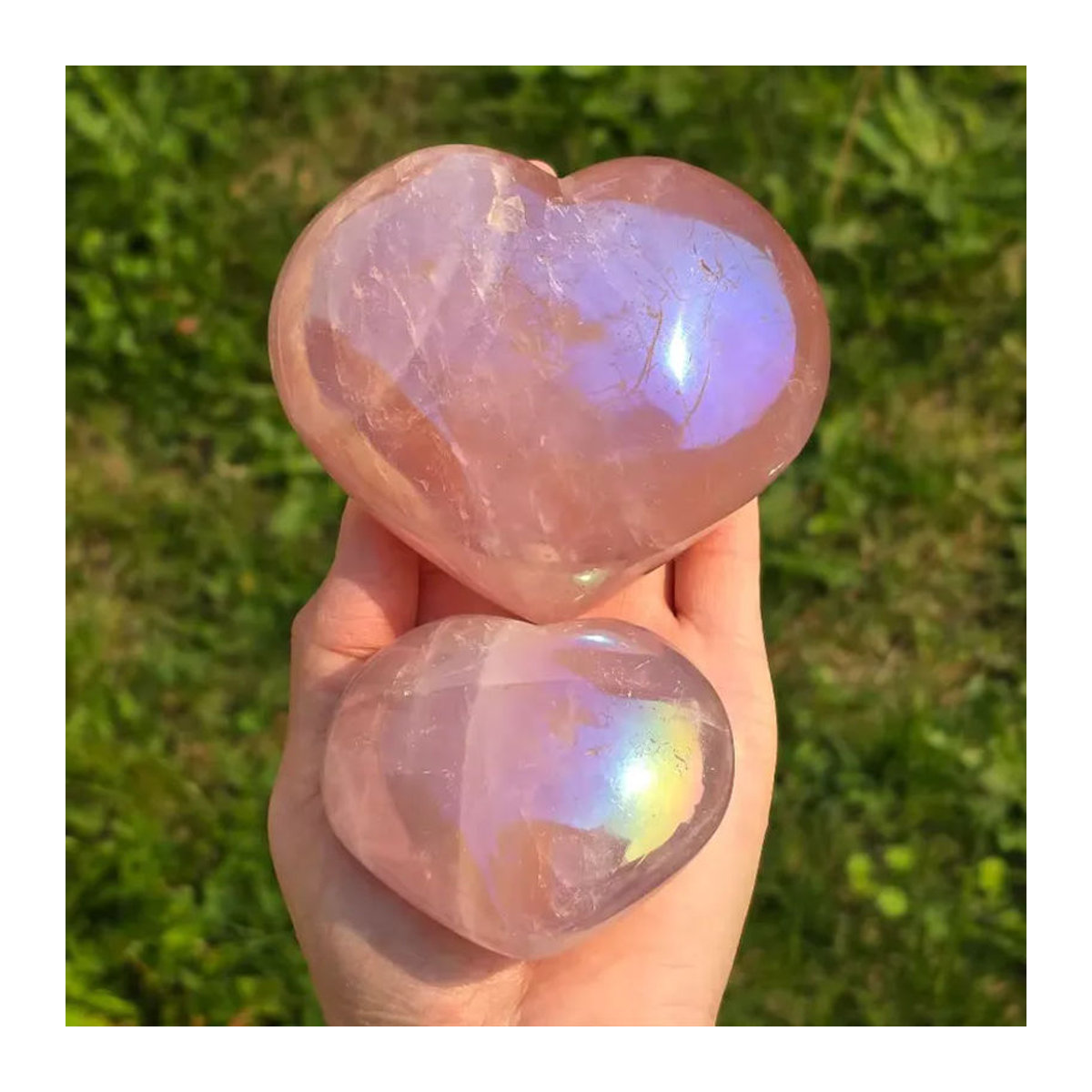 CrystalHola Aura-Rosenquarz-Herz in Rosa als dekorativer Stein für deine Heimdekoration - Bild 2