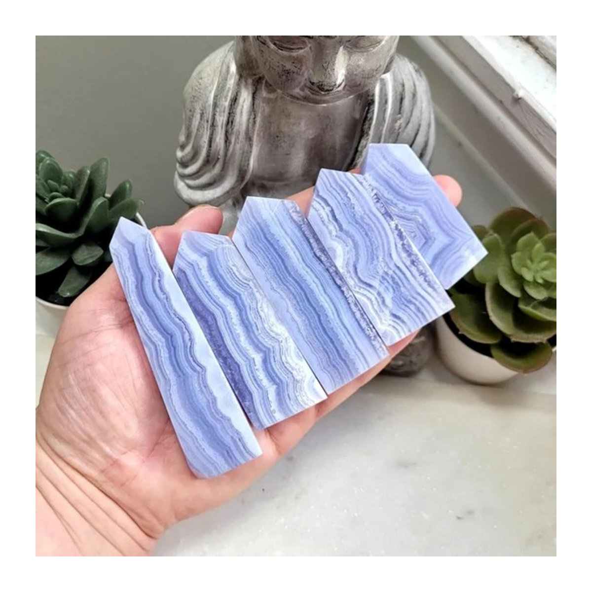 CrystalHola Druzy Blue Lace Achat Tower polierter Natursteinkristall in Blau - Bild 1