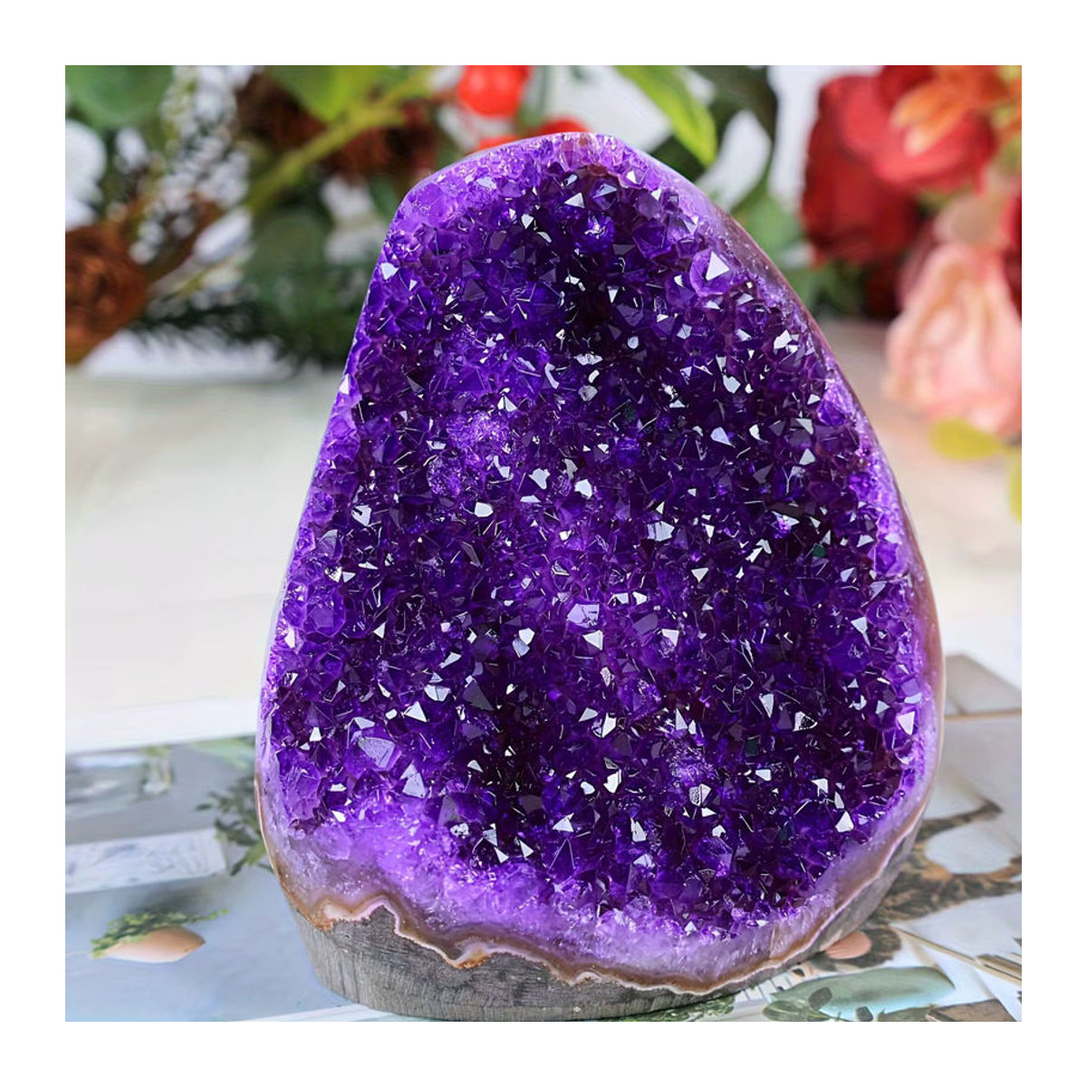 CrystalHola Geode-Quarz-Cluster in Lila, natürlicher Kristallspitzen-Stab mit unregelmäßiger Form als Dekoration - Bild 3
