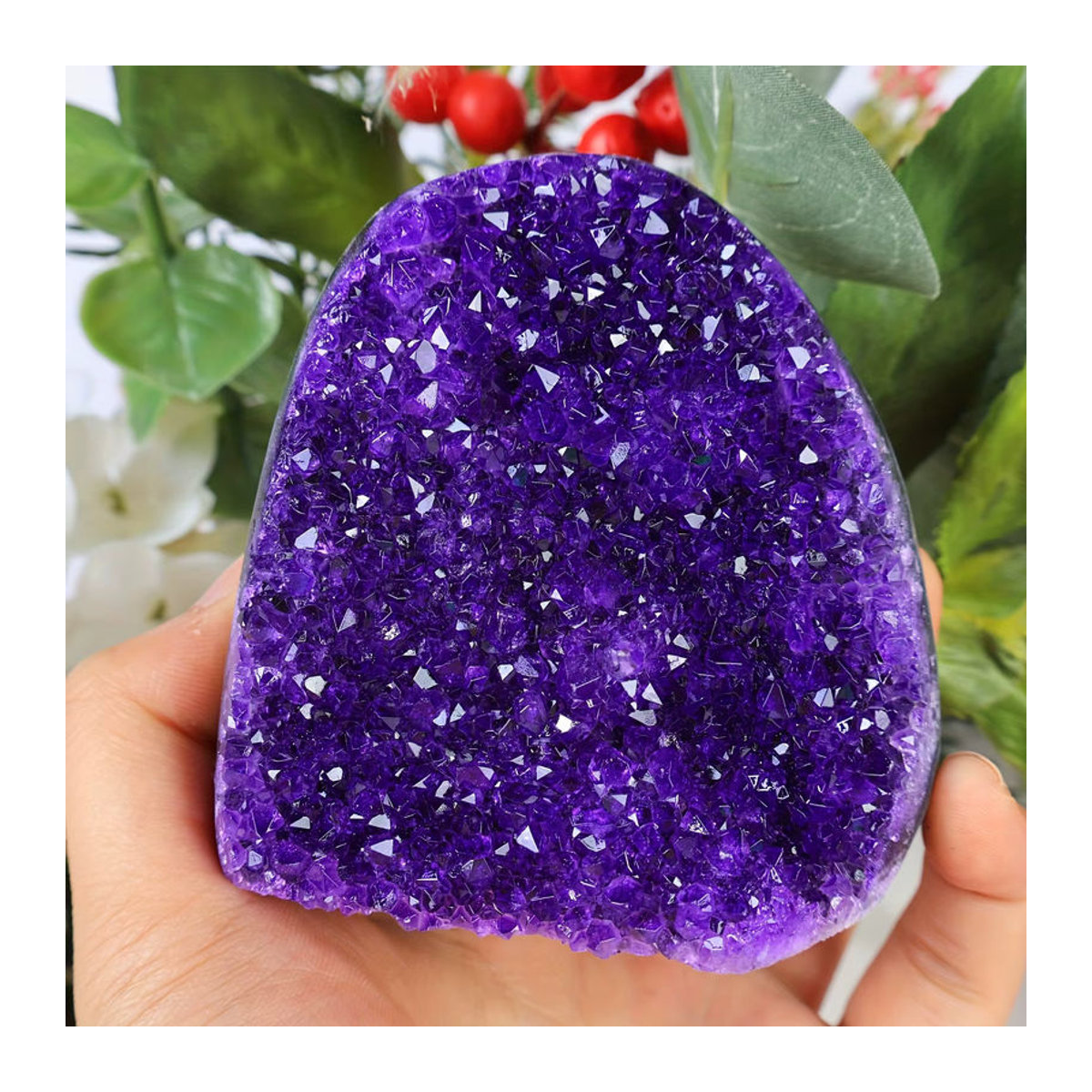 CrystalHola Geode-Quarz-Cluster in Lila, natürlicher Kristallspitzen-Stab mit unregelmäßiger Form als Dekoration - Bild 4