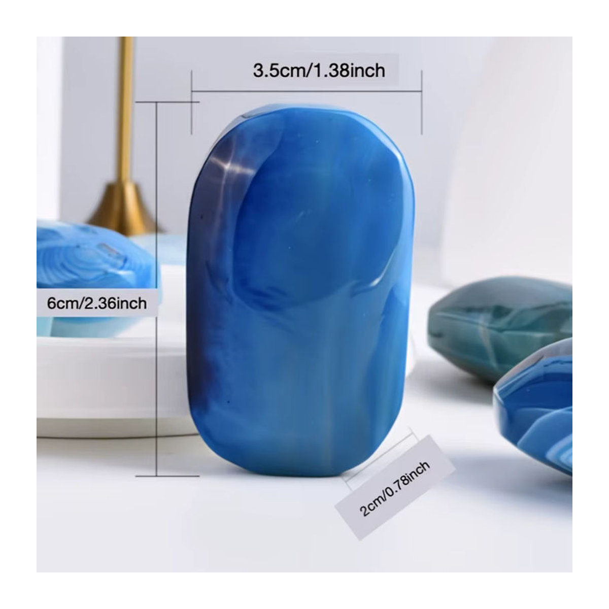 CrystalHola Handpolierter Spitzenachat-Stein in Blau, oval und abstrakt als Dekoration - Bild 2