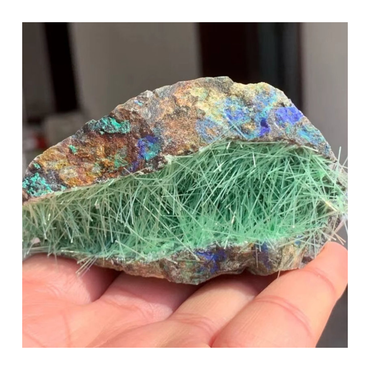 CrystalHola Kupfererz-Dekorationsstein mit Quarz und Goethit in Grün - Bild 3