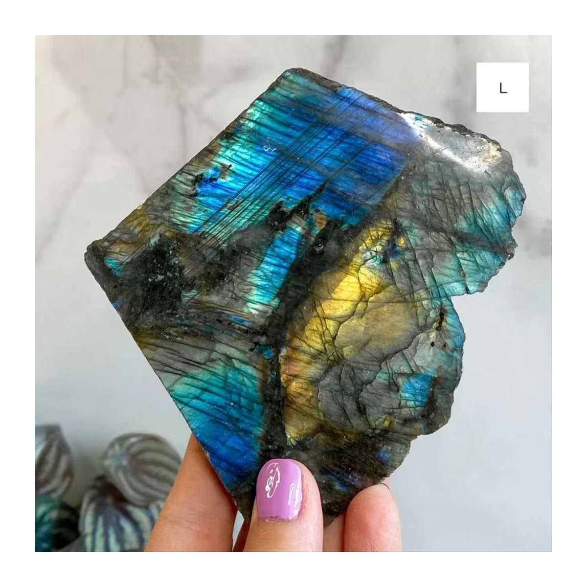 CrystalHola Labradorit-Nugget polierter Quarz-Stein in Blau und Gold im Bohemian-Stil für Dekoration und Handwerk - Bild 2