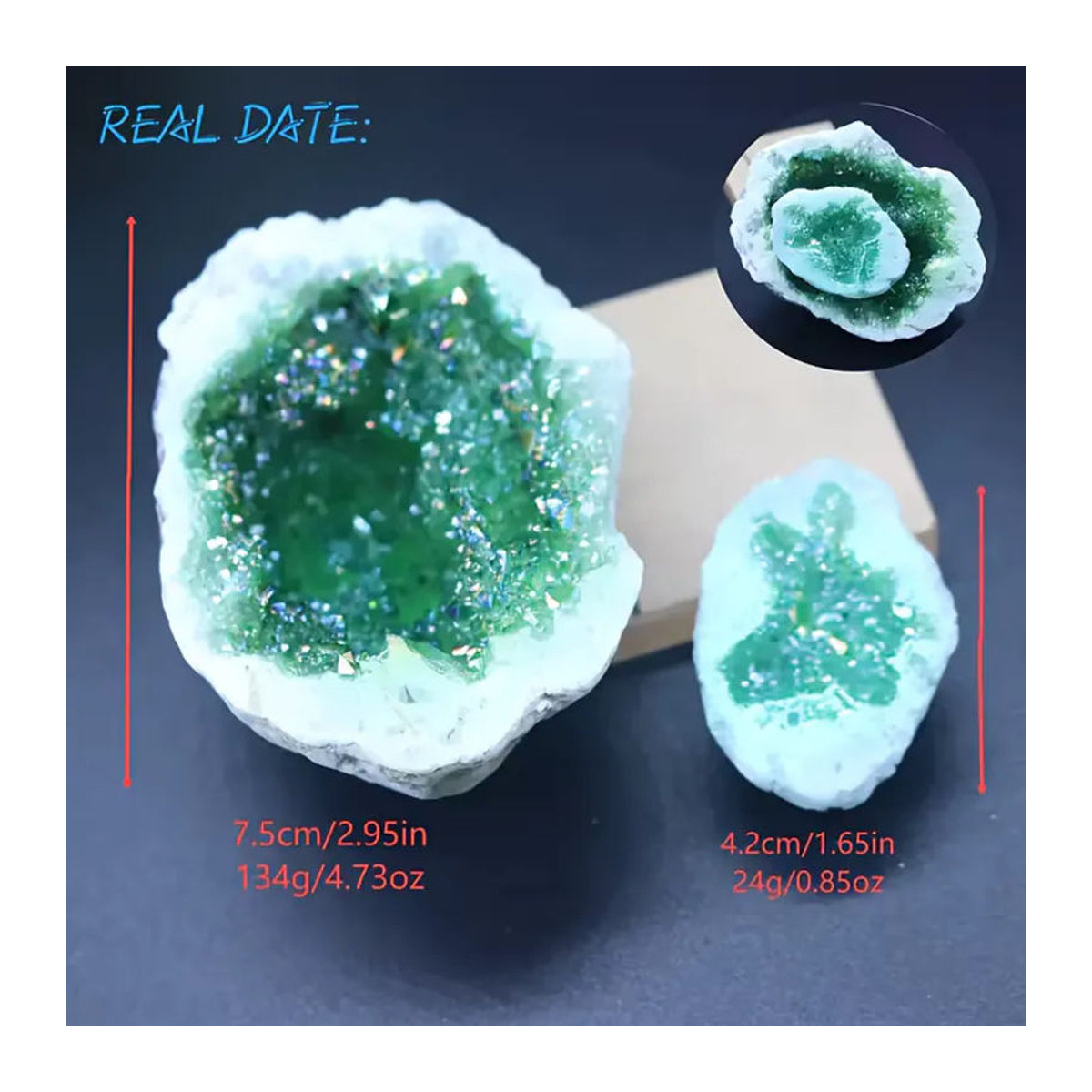CrystalHola Natürliche Kristallhöhle in Grün als dekoratives Stein-Kunstobjekt - Bild 4