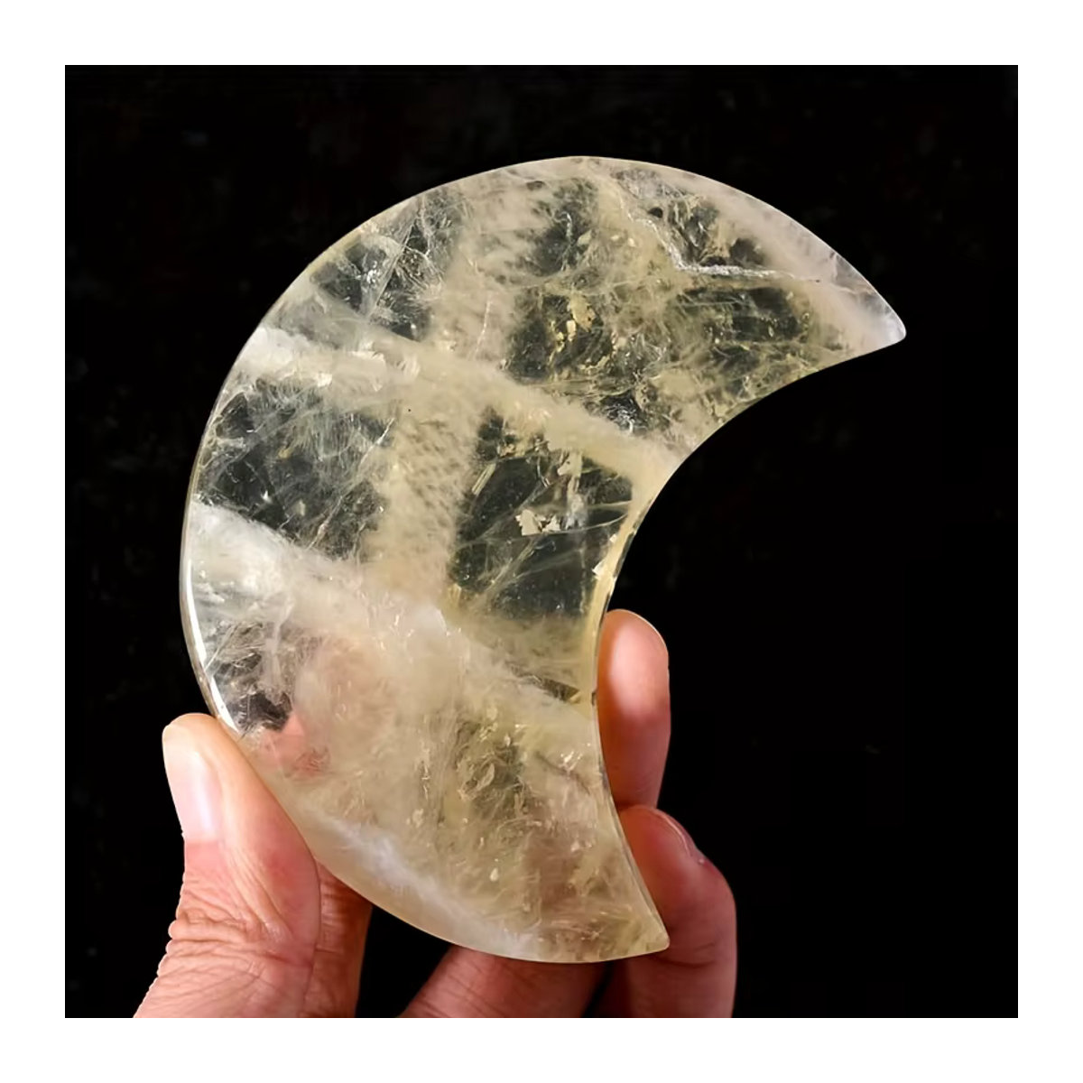 CRYSTALHOLA Natürlicher Citrin-Mondkristall in Goldgelb, unregelmäßige Halbmondform als Dekorationsobjekt - Bild 2