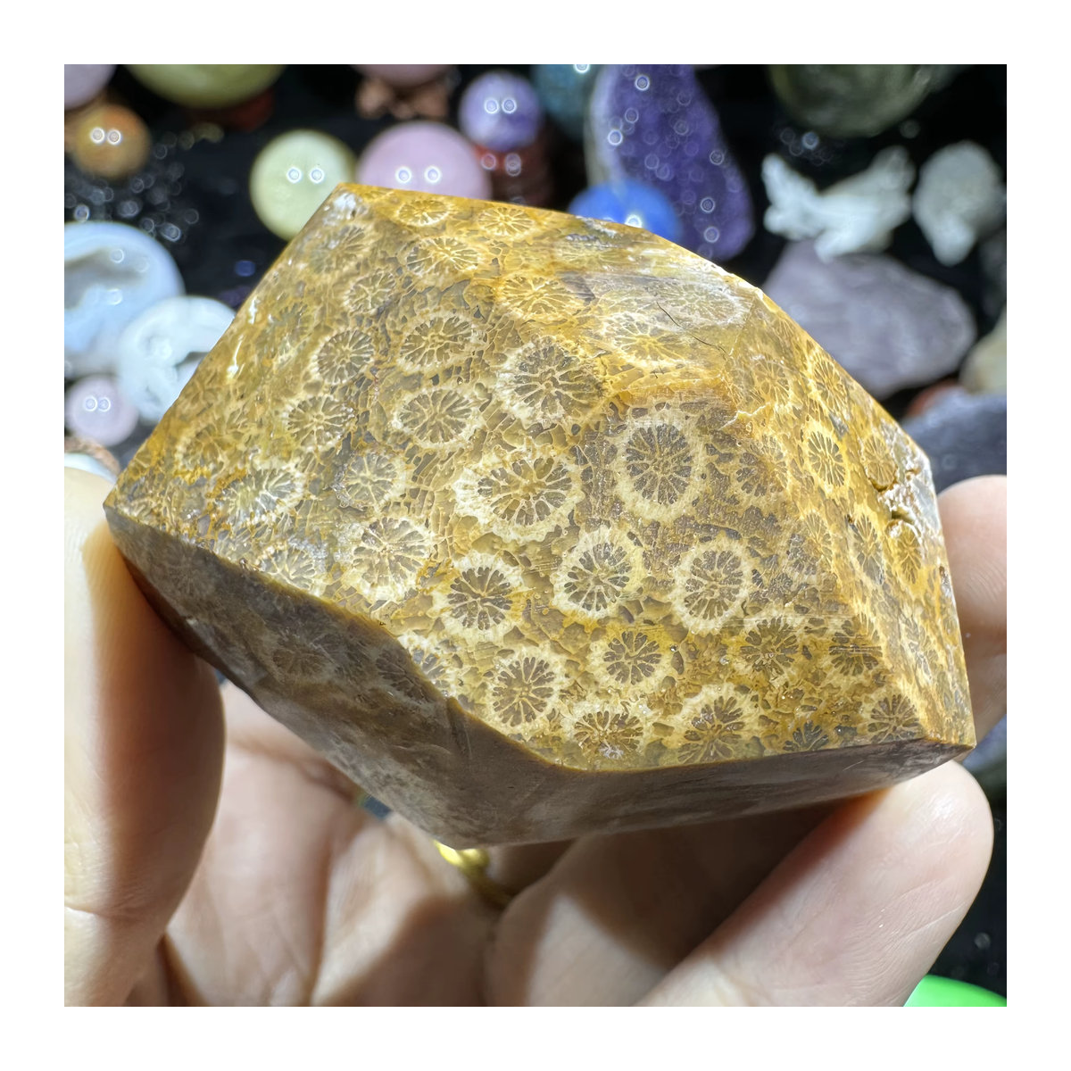 CrystalHola Naturstein in unregelmäßiger Korallen-Jade-Form mit abstraktem Muster, mehrfarbig - Bild 2