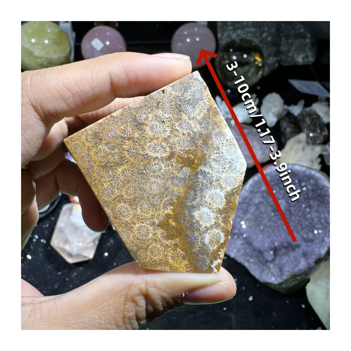 CrystalHola Naturstein in unregelmäßiger Korallen-Jade-Form mit abstraktem Muster, mehrfarbig - Bild 3