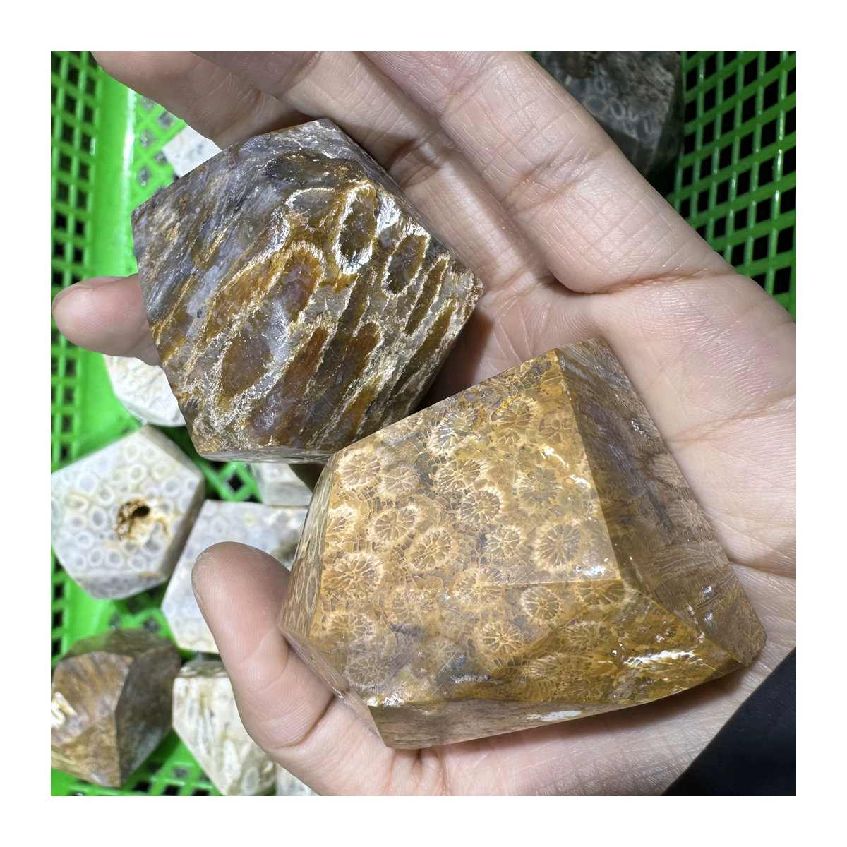 CrystalHola Naturstein in unregelmäßiger Korallen-Jade-Form mit abstraktem Muster, mehrfarbig - Bild 4