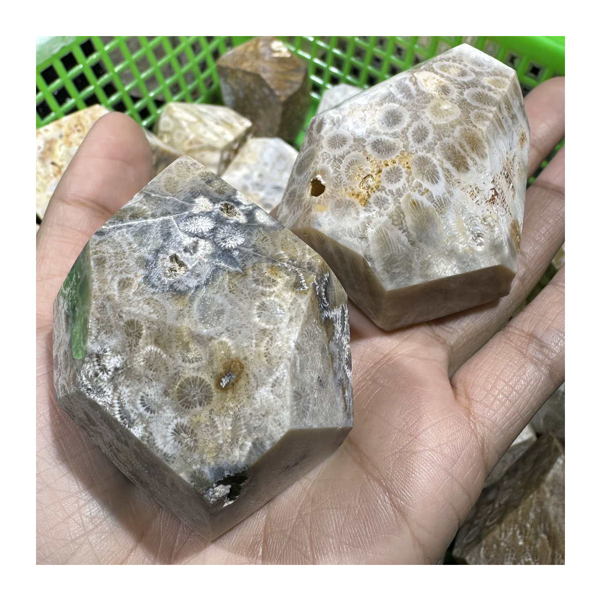 CrystalHola Naturstein in unregelmäßiger Korallen-Jade-Form mit abstraktem Muster, mehrfarbig - Bild 5