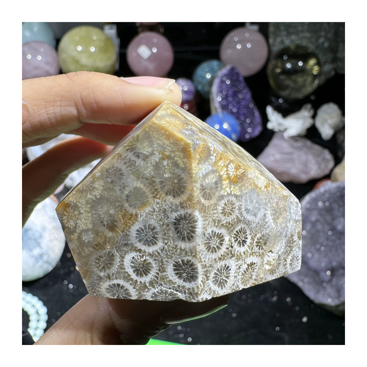 CrystalHola Naturstein in unregelmäßiger Korallen-Jade-Form mit abstraktem Muster, mehrfarbig - Bild 6