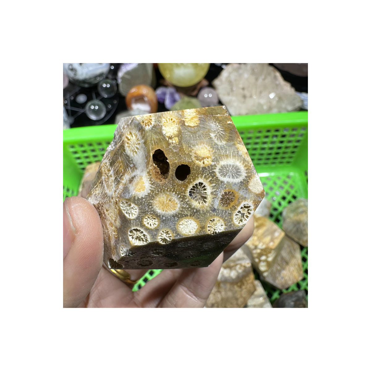 CrystalHola Naturstein in unregelmäßiger Korallen-Jade-Form mit abstraktem Muster, mehrfarbig - Bild 7