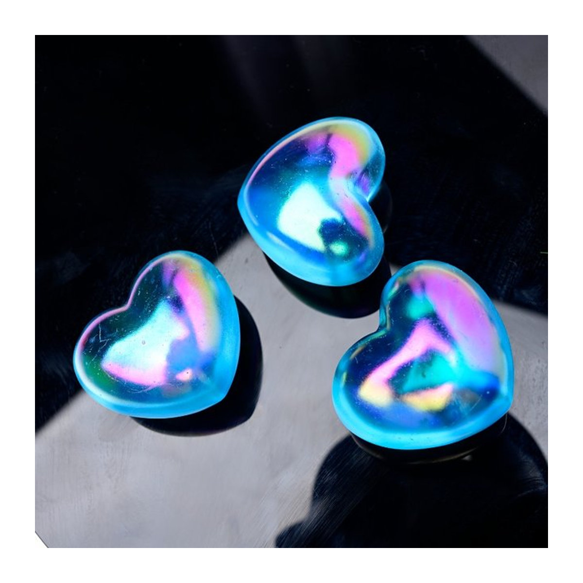 CrystalHola Regenbogen Aura Blue Smelzstein Herz aus Quarzkristall, mehrfarbig - Bild 1