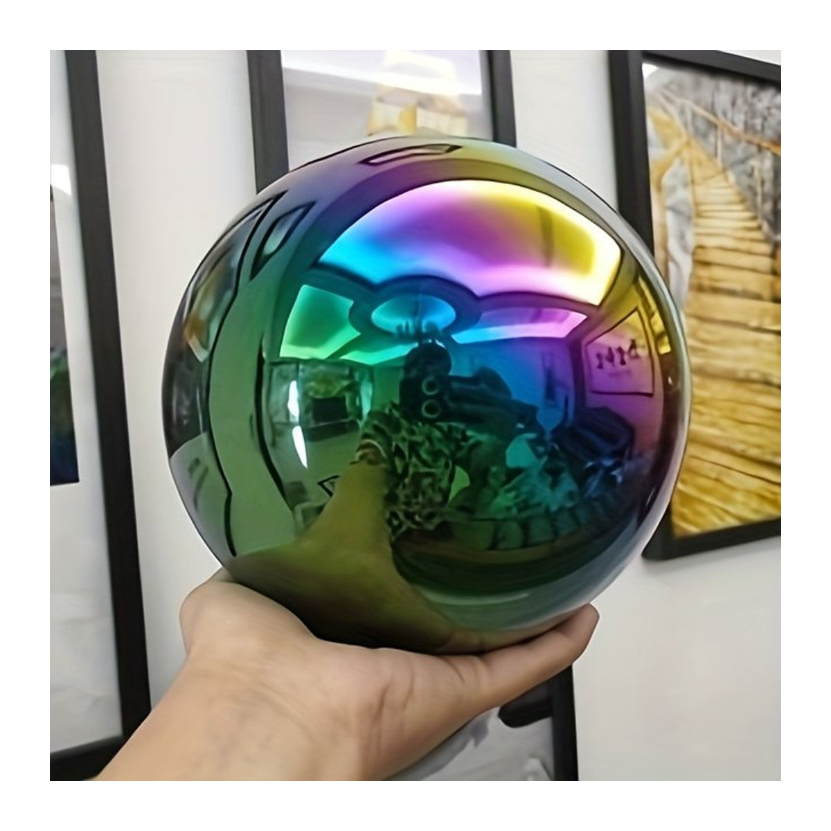 CrystalHola Regenbogen Aura-Obsidian Kristallkugel in Mehrfarbig mit Cyberpunk-Ästhetik - Bild 1