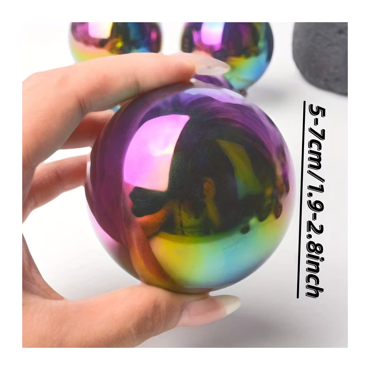 CrystalHola Regenbogen Aura-Obsidian Kristallkugel in Mehrfarbig mit Cyberpunk-Ästhetik - Bild 3