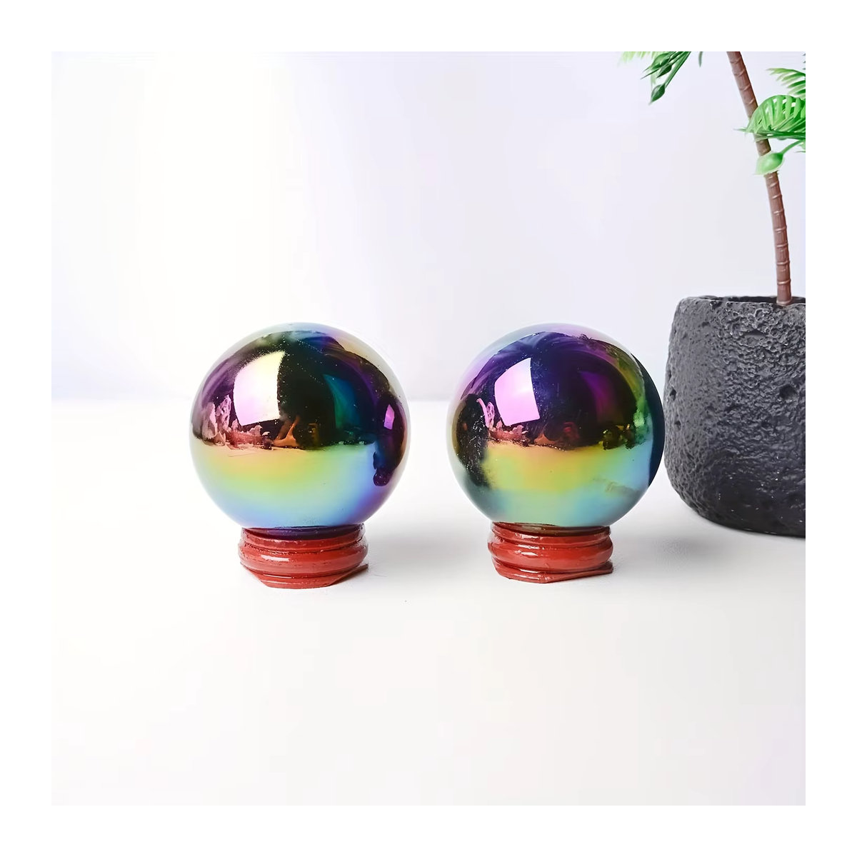 CrystalHola Regenbogen Aura-Obsidian Kristallkugel in Mehrfarbig mit Cyberpunk-Ästhetik - Bild 4