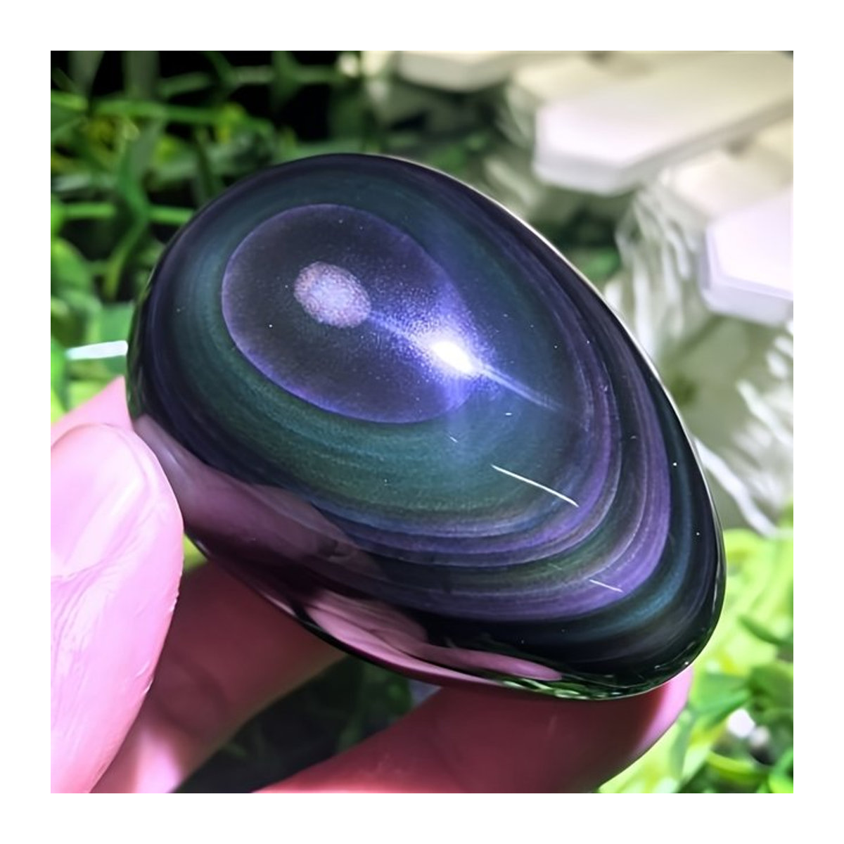 CrystalHola Regenbogen-Obsidian-Kristall in ovaler Form, mehrfarbig polierter Stein zur Dekoration - Bild 1