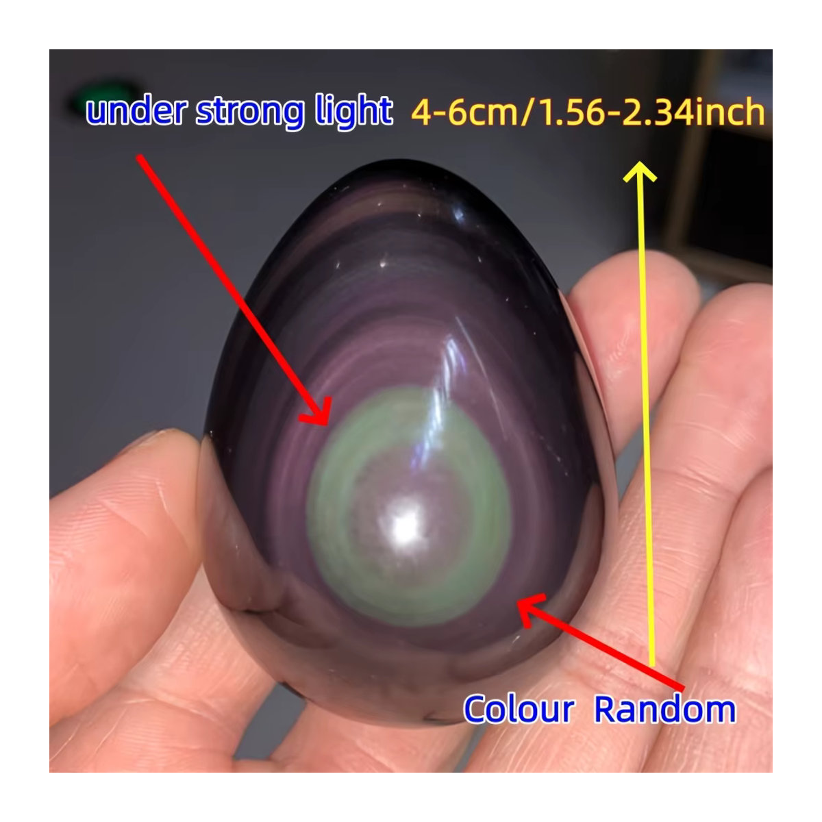 CrystalHola Regenbogen-Obsidian-Kristall in ovaler Form, mehrfarbig polierter Stein zur Dekoration - Bild 3