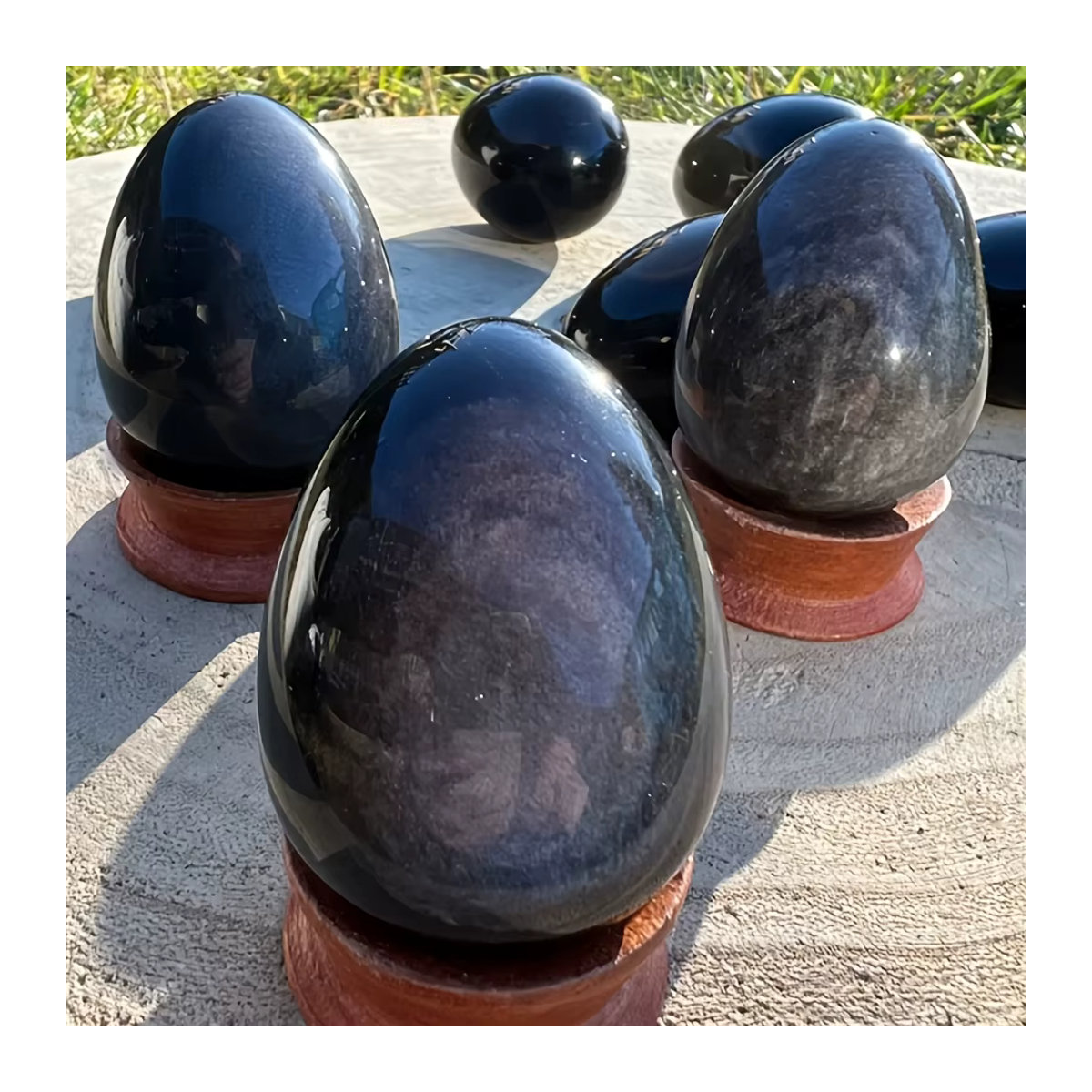 CrystalHola Regenbogen-Obsidian-Kristall in ovaler Form, mehrfarbig polierter Stein zur Dekoration - Bild 4