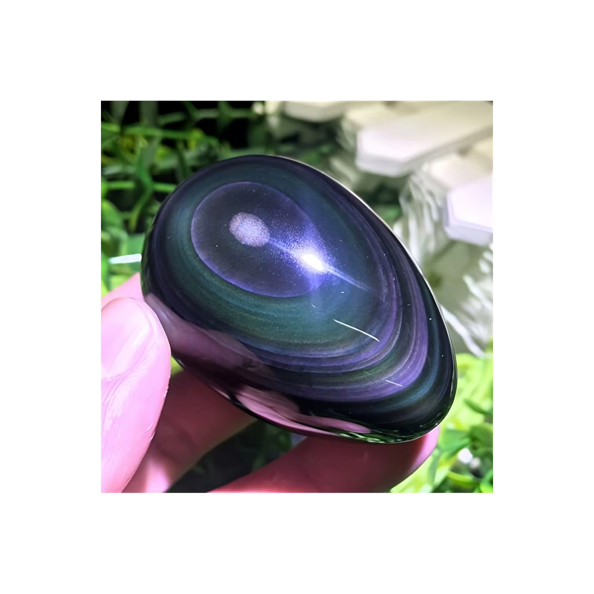 CrystalHola Regenbogen-Obsidian-Kristall in ovaler Form, mehrfarbig polierter Stein zur Dekoration - Bild 6