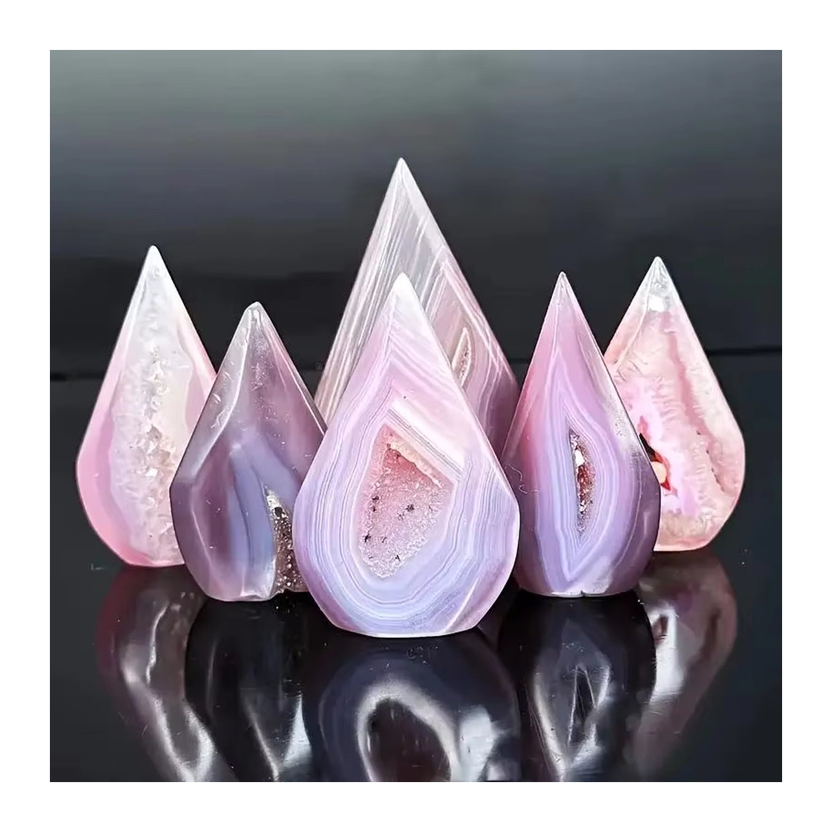 CrystalHola Rosa Achat Wassertropfen-Ornament aus Naturstein in abstrakter Form - Bild 3