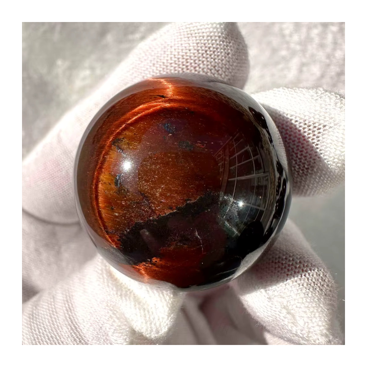CrystalHola rote Tigerauge-Kristallkugel aus Stein, runde Dekoration mit rotem Halo für dein Heim oder Büro - Bild 4