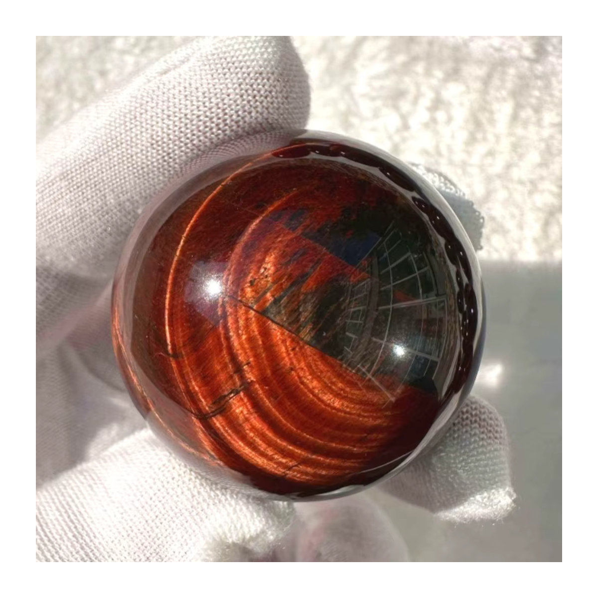 CrystalHola rote Tigerauge-Kristallkugel aus Stein, runde Dekoration mit rotem Halo für dein Heim oder Büro - Bild 6