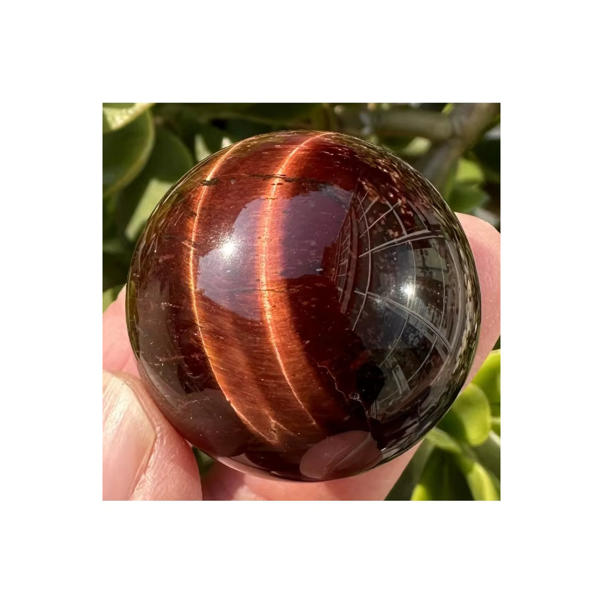 CrystalHola rote Tigerauge-Kristallkugel aus Stein, runde Dekoration mit rotem Halo für dein Heim oder Büro - Bild 7