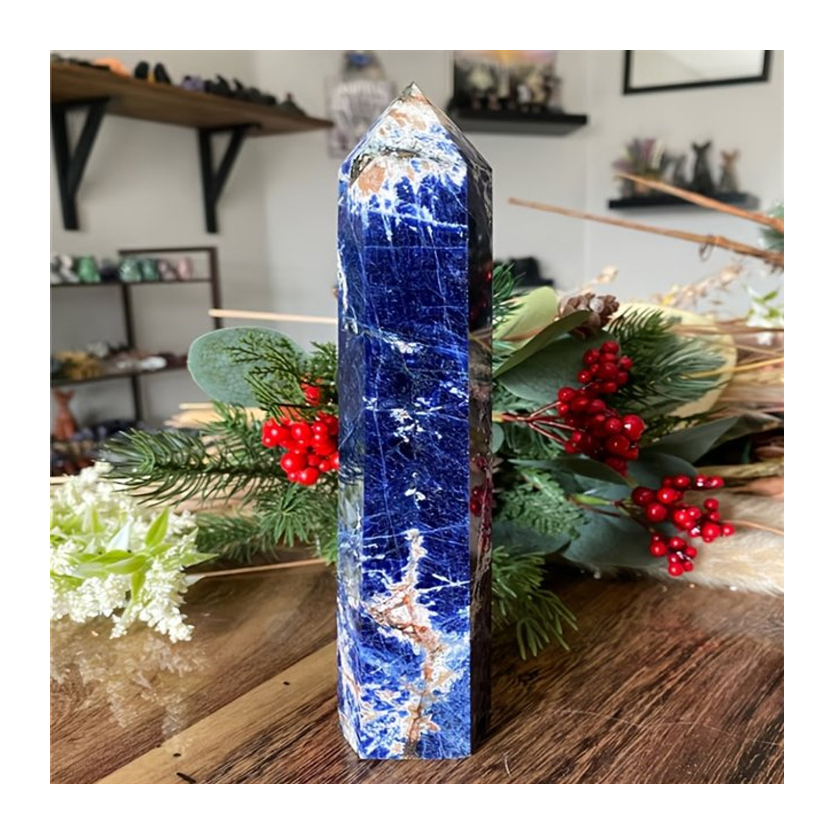 CRYSTALHOLA Sodalith-Stein-Säule in Blau, Geometrische Vintage-Kristall-Mineralprobe - Bild 1