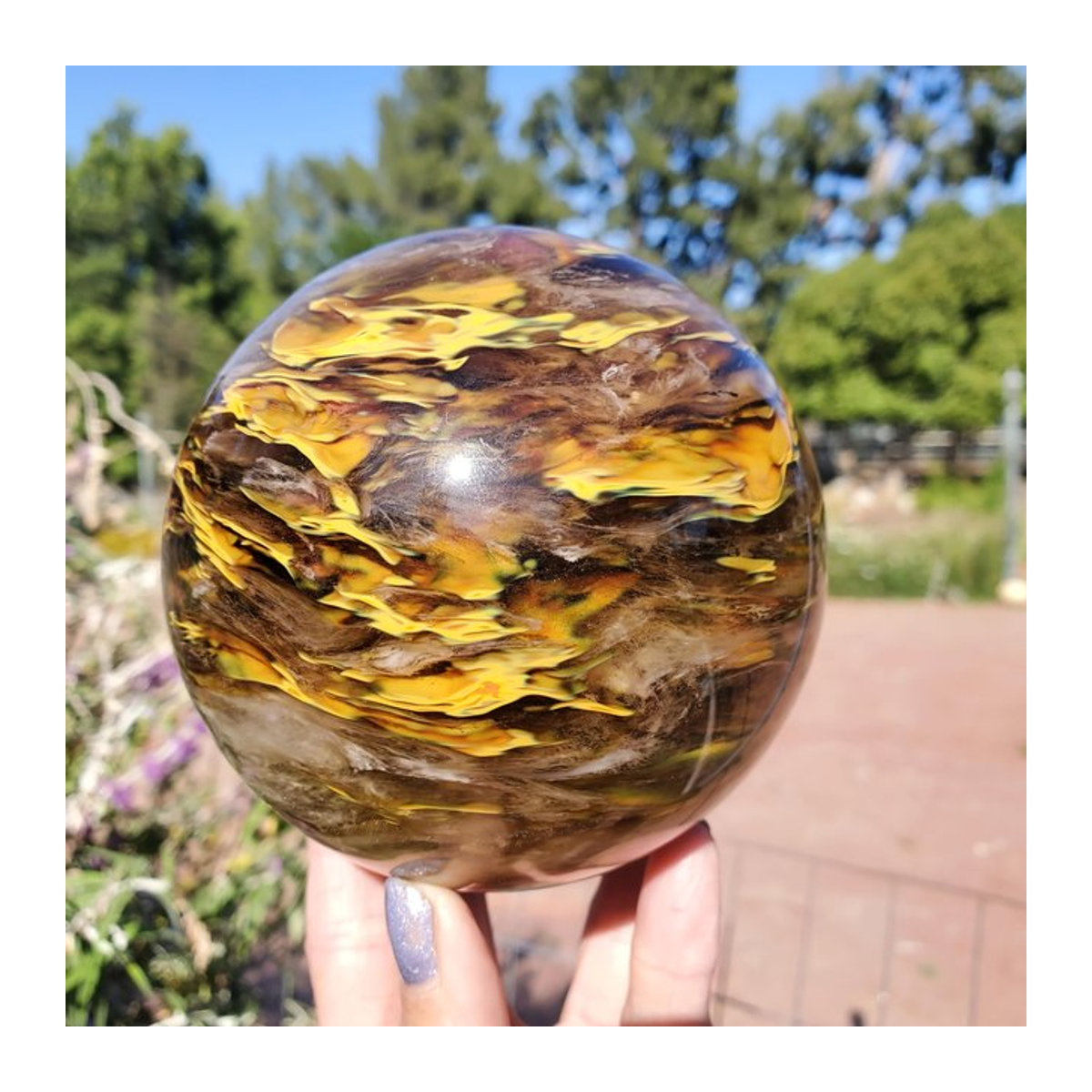CrystalHola Tigerfell-Schmelzkugel aus gelbem Quarz, abstrakte Kristallkugel als Schmuckzubehör und Dekoration - Bild 1
