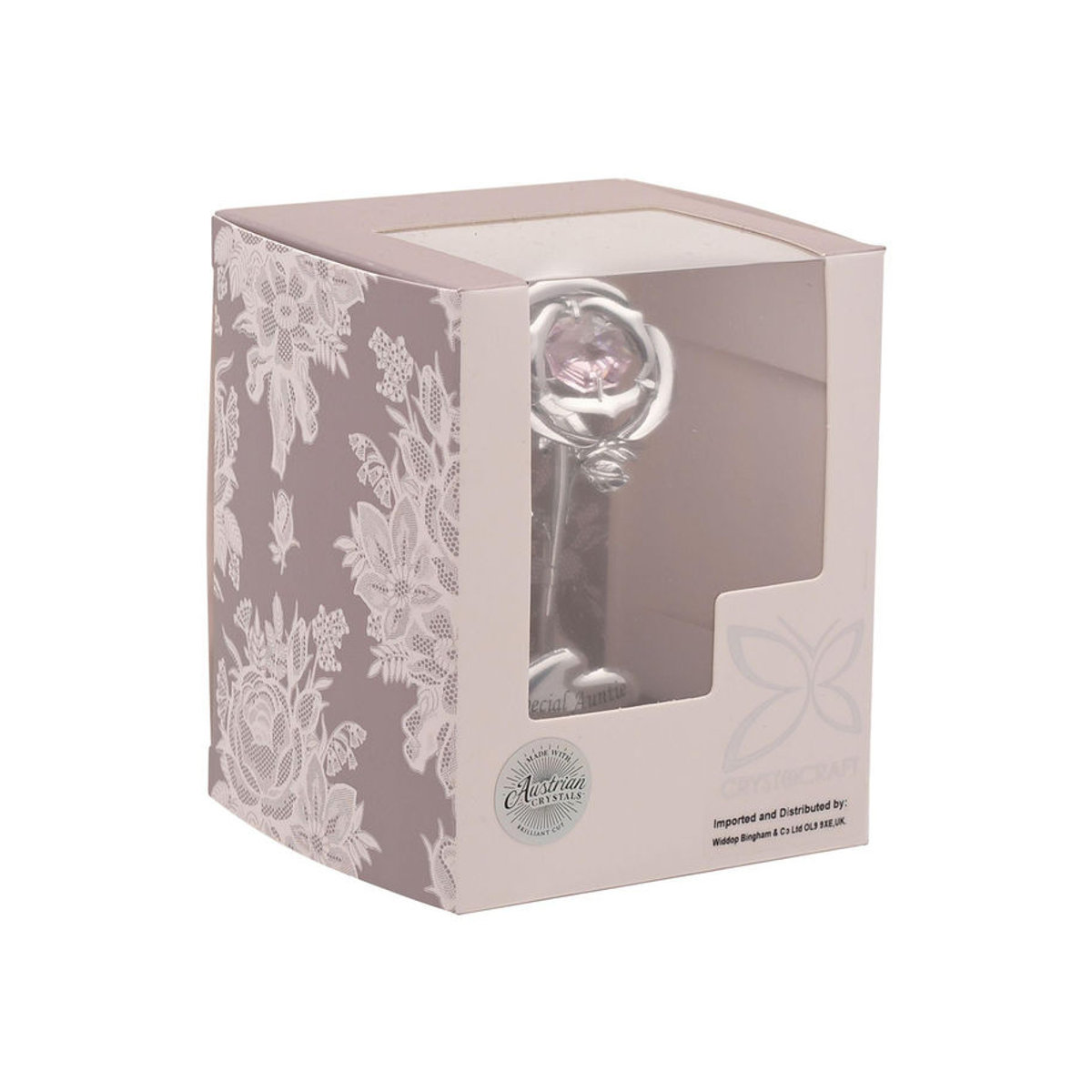 Crystocraft Hängeornament Tante Rose aus Kristall und Metall in Silber mit floralem Design - Bild 2